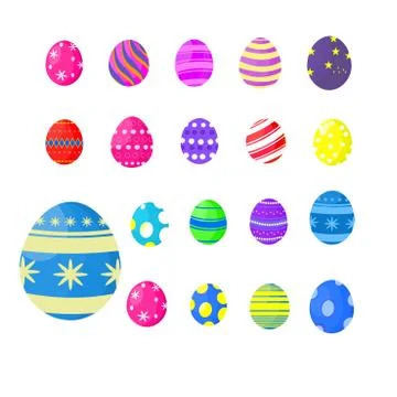 A colorful easter egg set and a white background 스톡 일러스트