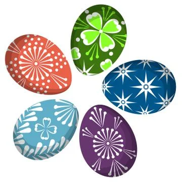 Colorful easter egg set isolated on white background poster. Stock Illustration