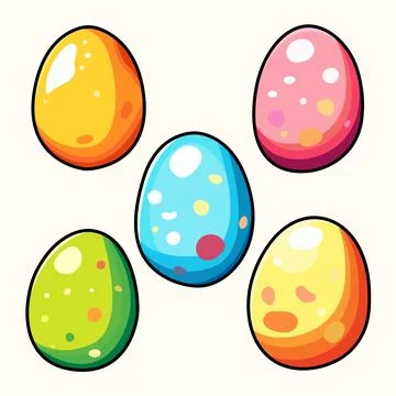 Colorful Easter egg set with unique decorative patterns and vibrant colors... Stock Illustration