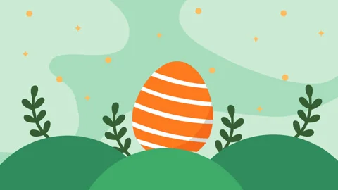 Colorful Easter Egg in Spring Landscape Background Video stock 331608691
