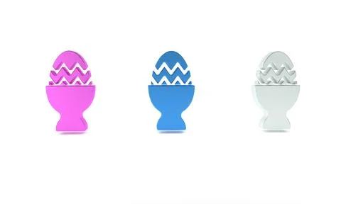 Colorful Easter egg on a stand icon isolated on white background. Happy Eas.. 스톡 일러스트