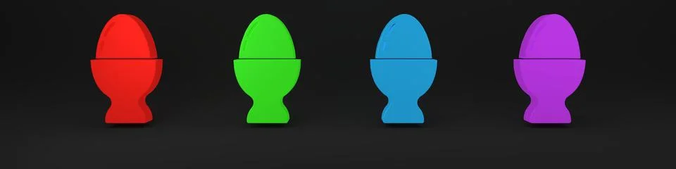 Colorful Easter egg on a stand icon isolated on black background. Happy Eas.. Stock Illustration