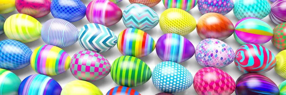 Colorful easter eggs 3d illustration Stock Illustration