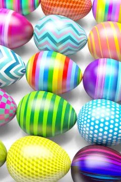 Colorful easter eggs 3d illustration Stock Illustration