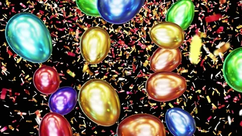 Colorful Easter eggs against red and gold metallic confetti looping 3D animation Video stock 204925721