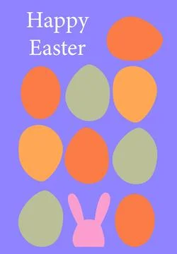 Colorful easter eggs and bunny design on purple background Illustrazione stock