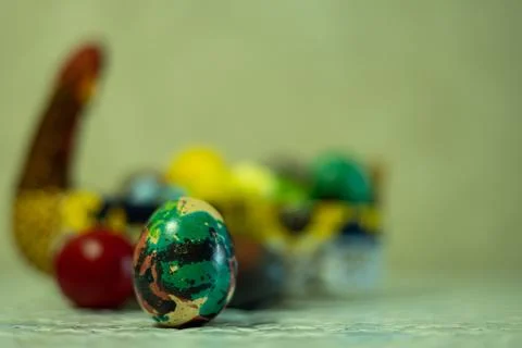 Colorful easter eggs and decoration Stock Photos