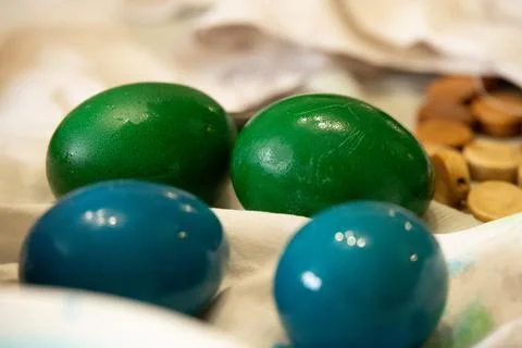 Colorful easter eggs and decoration Stock Photos