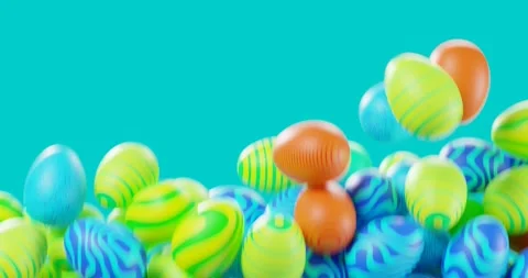 Colorful Easter eggs are painted. 3D looping animation with alpha channel Stock Footage 266946723