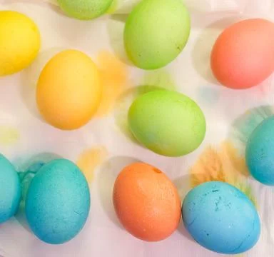 Colorful easter eggs background. Alot of painted Easter eggs as background,.. Stock Photos