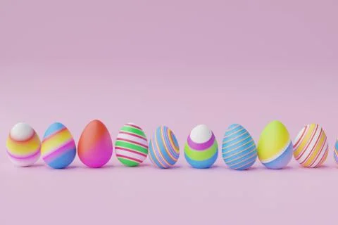 Colorful Easter eggs background for Easter day 3D render - illustrations 스톡 일러스트