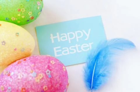 Colorful easter eggs. Background with easter eggs. With retro filter effect Stock Photos
