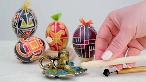 Colorful Easter eggs background Egg Waxing Tool with List Stock Footage 233971150