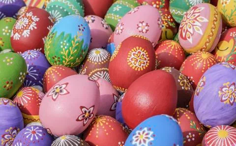 Colorful easter eggs as a background Stock Photos