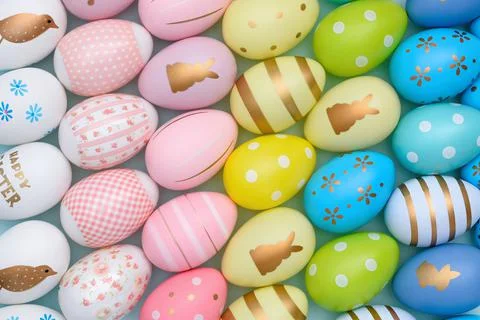 Colorful Easter eggs background Stock Photos