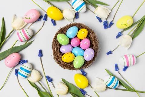 Colorful Easter eggs background Stock Photos