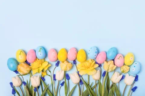 Colorful Easter eggs background Stock Photos