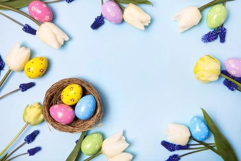 Colorful Easter eggs background Stock Photos