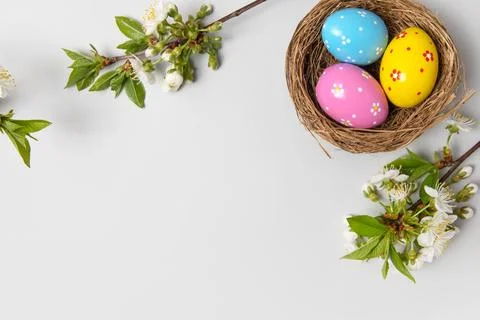 Colorful Easter eggs background Stock Photos