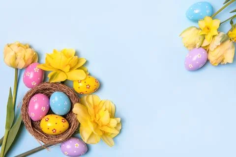 Colorful Easter eggs background Stock Photos