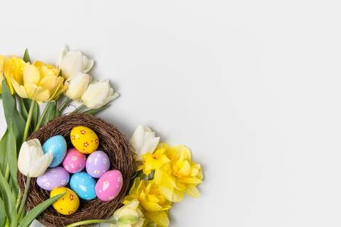 Colorful Easter eggs background Stock Photos