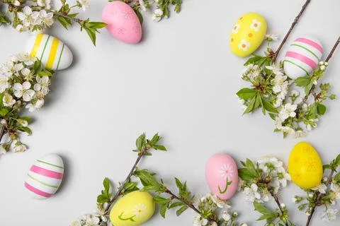 Colorful Easter eggs background Stock Photos