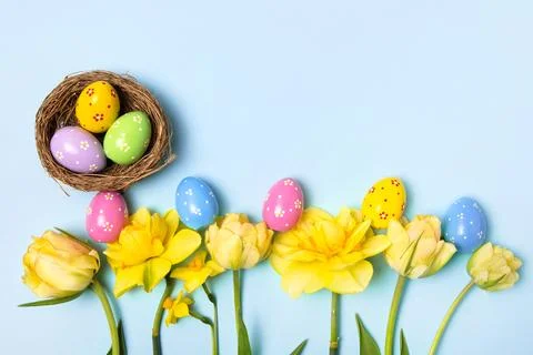 Colorful Easter eggs background Stock Photos