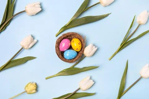 Colorful Easter eggs background Stock Photos