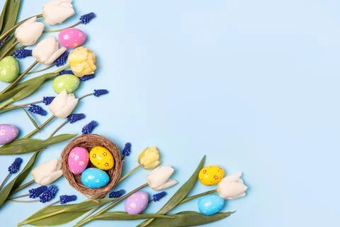 Colorful Easter eggs background Stock Photos