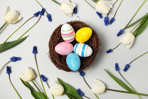 Colorful Easter eggs background Stock Photos