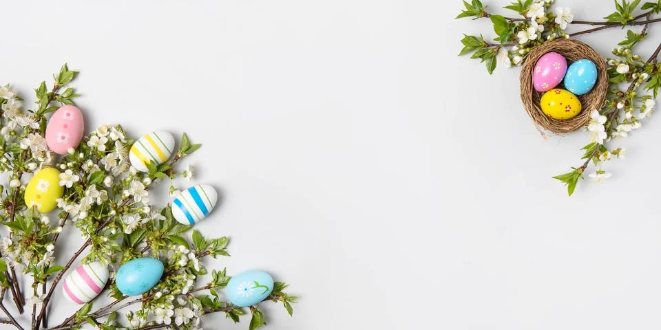 Colorful Easter eggs background Stock Photos