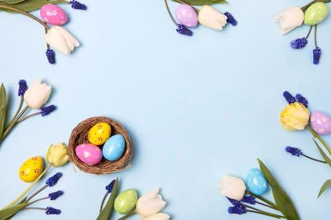 Colorful Easter eggs background Stock Photos