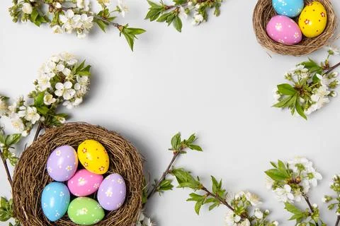 Colorful Easter eggs background Stock Photos