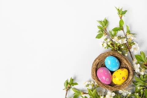 Colorful Easter eggs background Stock Photos