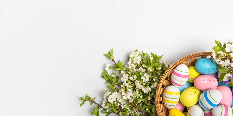 Colorful Easter eggs background Stock Photos