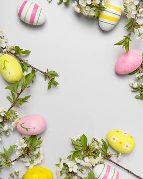 Colorful Easter eggs background Stock Photos