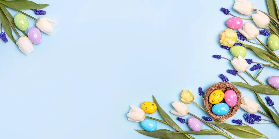 Colorful Easter eggs background Stock Photos