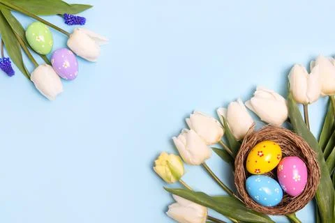 Colorful Easter eggs background Stock Photos