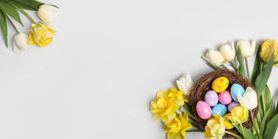 Colorful Easter eggs background Stock Photos