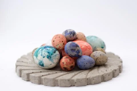 Colorful easter eggs background. red,blue and black eggs 스톡 사진