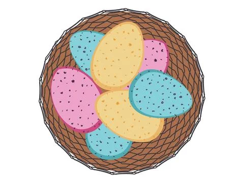 Colorful easter eggs in basket Stock Illustration