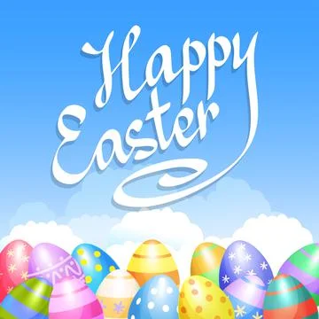 Colorful Easter eggs border for Easter holidays design. Vector illustration. Stock Illustration