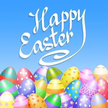 Colorful Easter eggs border for Easter holidays design. Vector illustration. Stock Illustration