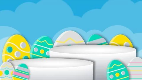 Colorful Easter Eggs with Bright Spring Backgrounds. Stock Illustration