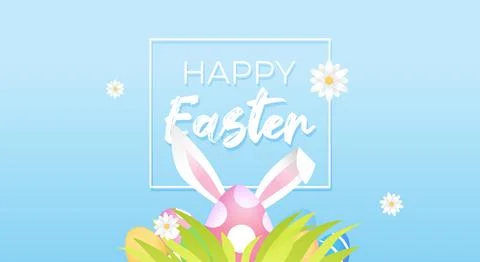 Colorful easter eggs with bunny ears Stock Illustration