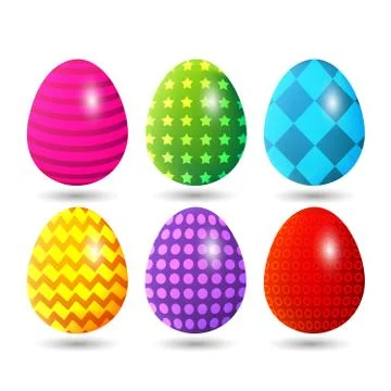 Colorful easter eggs with different colors and patterns Stock Illustration