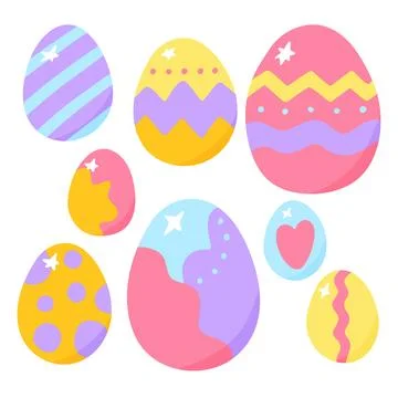 Colorful Easter eggs in dopamine style set 스톡 일러스트