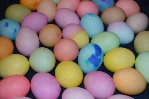 Colorful Easter eggs dyed 스톡 사진