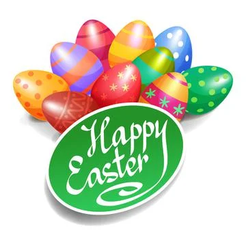 Colorful Easter eggs for Easter holidays design. Easter vector poster. Illustrazione stock