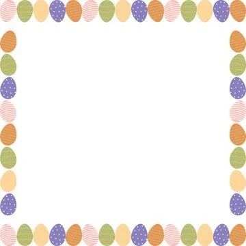 Colorful Easter eggs empty frame. Easter hunt elements with empty space for.. Illustrazione stock
